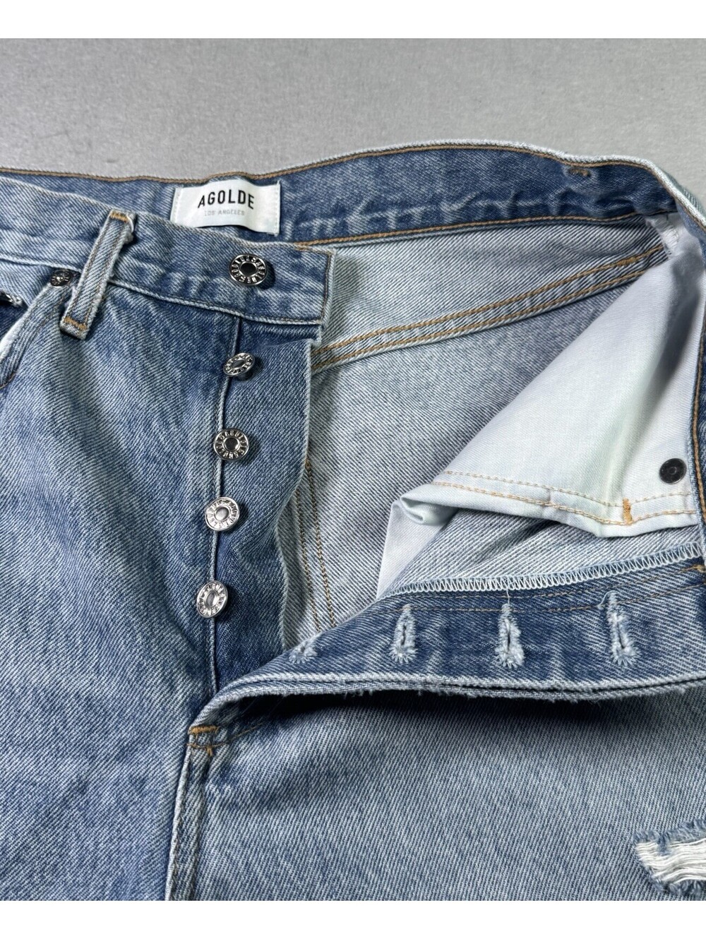 AGOLDE 90s Mid Rise Loose Fit Jeans Fall Out Distressed Denim Size 26 A069C-811 - Picture 7 of 9